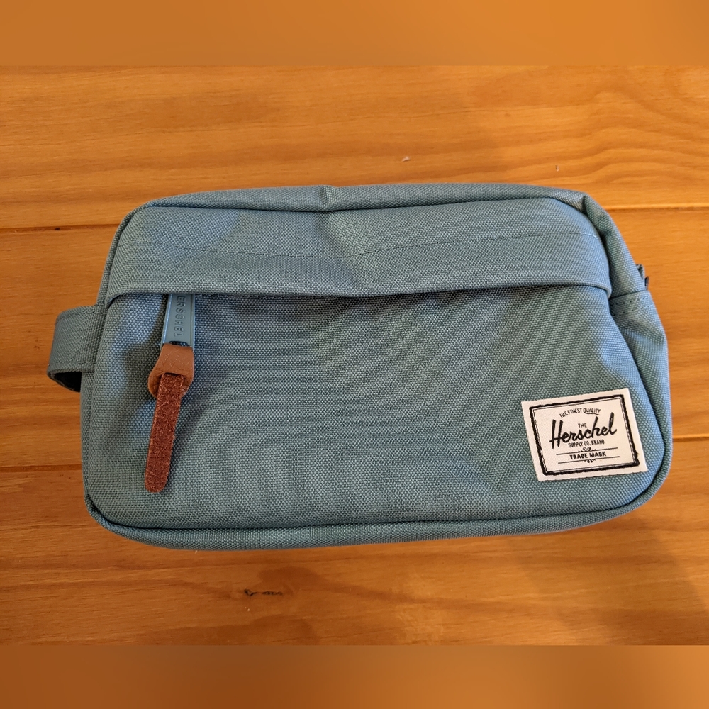 Dusty blue Herschel Chapter travel kit toiletry bag